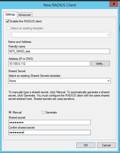 NPS add Radius client