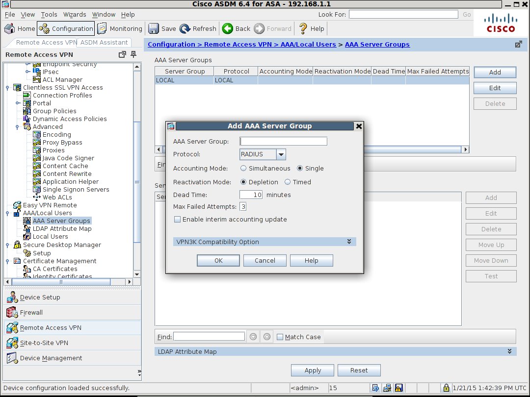 2 factor for cisco asa - AAA server